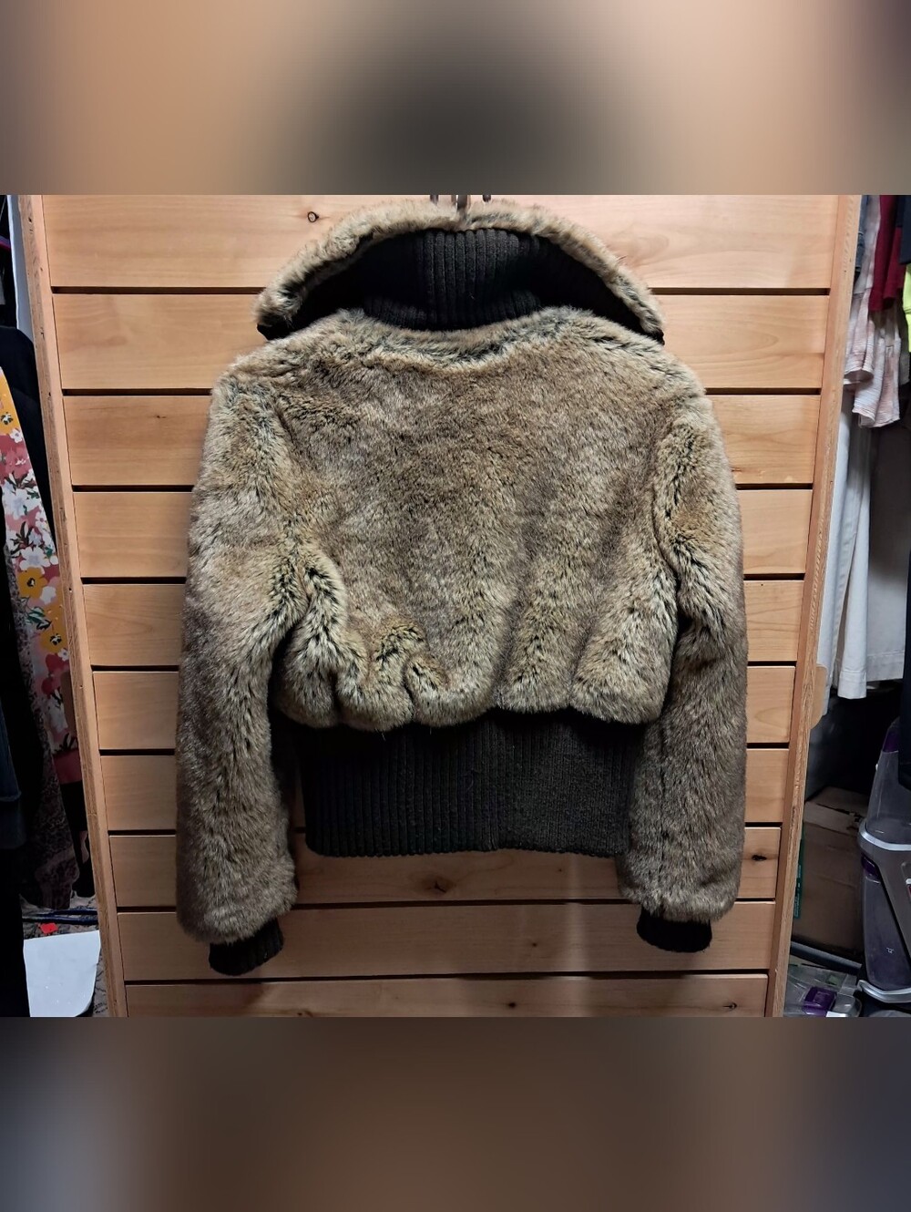 Express Y2K Faux Fur Cropped Bomber Jacket Size M - Picture 2 of 7